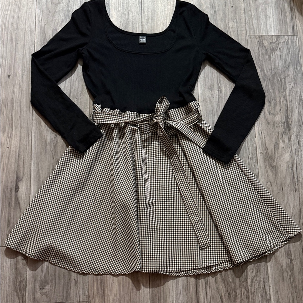 SHEIN Black and White Gingham Dress. NWOT. Never worn.